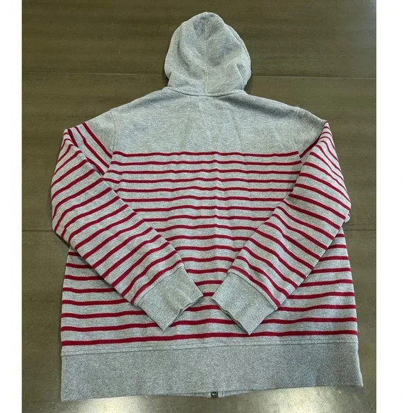 Brooks Brothers 1818 Mens Large Grey Red Striped Full Zip Hoodie Sweatshirt - Picture 8 of 8